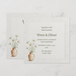 Boho Wildflower Vase Wedding Invitation Daisy Ru