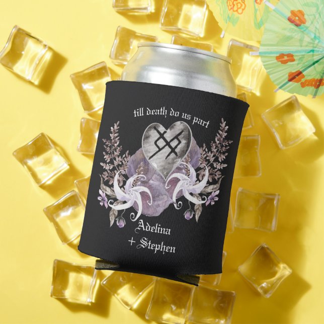 Boho Wildflower Viking Love Gothic Wedding Favors Can Cooler (In Situ Summer)