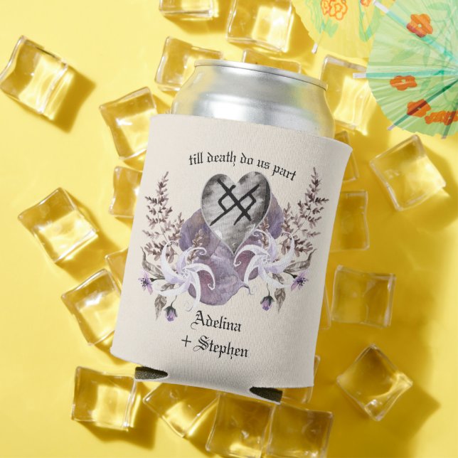 Boho Wildflower Viking Love Gothic Wedding Favors Can Cooler (In Situ Summer)