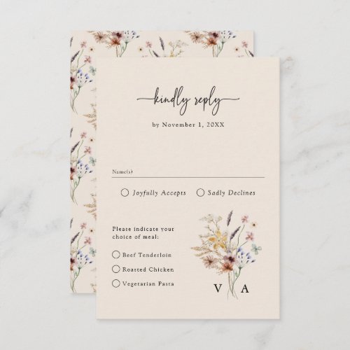 Boho Wildflower Vintage RSVP Card