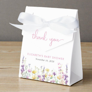 Boho Wildflower Watercolor Baby Girl Shower Favor Boxes