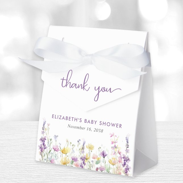 Boho Wildflower Watercolor Baby Girl Shower Favor Boxes (Creator Uploaded)