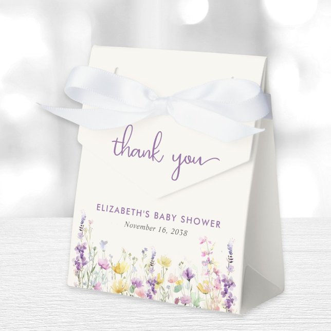 Boho Wildflower Watercolor Baby Girl Shower Favor Boxes (Creator Uploaded)