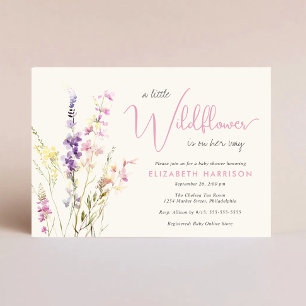Boho Wildflower Watercolor Baby Girl Shower Invitation
