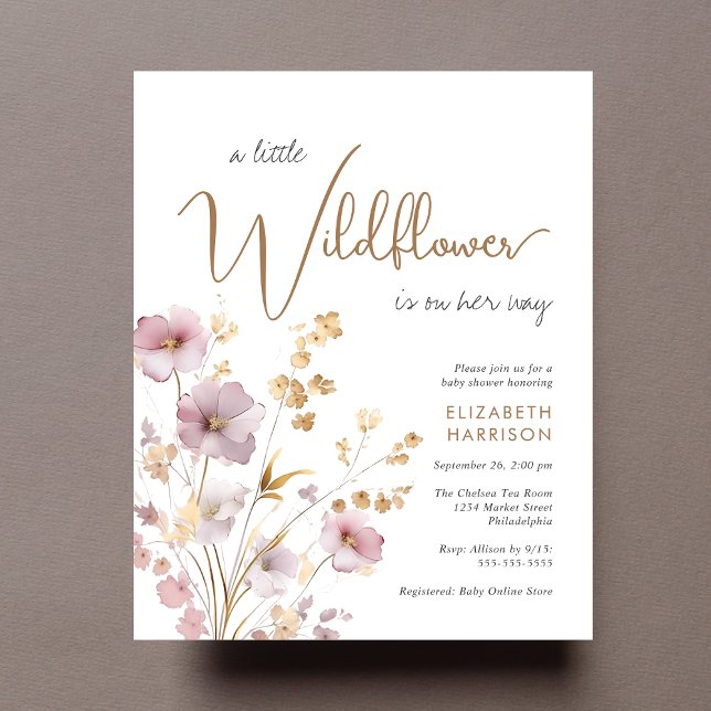 Boho Wildflower Watercolor Baby Girl Shower Invite (Creator Uploaded)