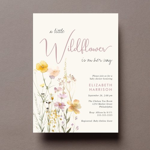 Boho Wildflower Watercolor Baby Shower Invitation