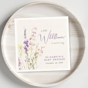 Boho Wildflower Watercolor Baby Shower Napkins