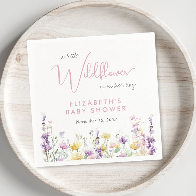 Boho Wildflower Watercolor Baby Shower Napkins (Boho Wildflower Watercolor Baby Shower Napkins)