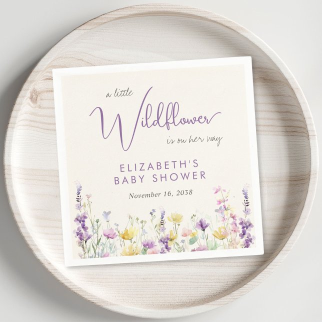 Boho Wildflower Watercolor Baby Shower Napkins (Creator Uploaded)