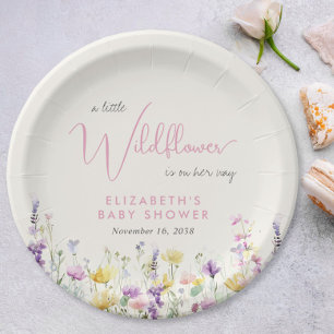 Boho Wildflower Watercolor Baby Shower Paper Plates