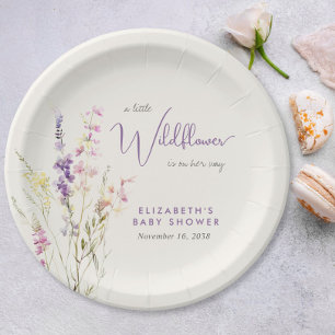Boho Wildflower Watercolor Baby Shower Paper Plates