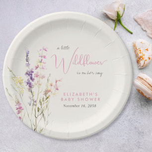 Boho Wildflower Watercolor Baby Shower Paper Plates