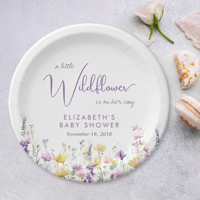Boho Wildflower Watercolor Baby Shower Paper Plates (Creator Uploaded)