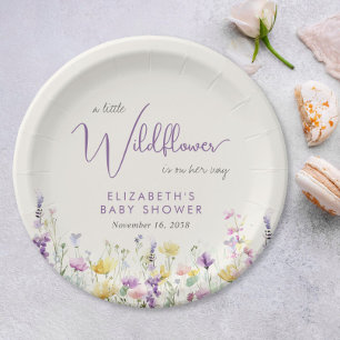 Boho Wildflower Watercolor Baby Shower Paper Plates
