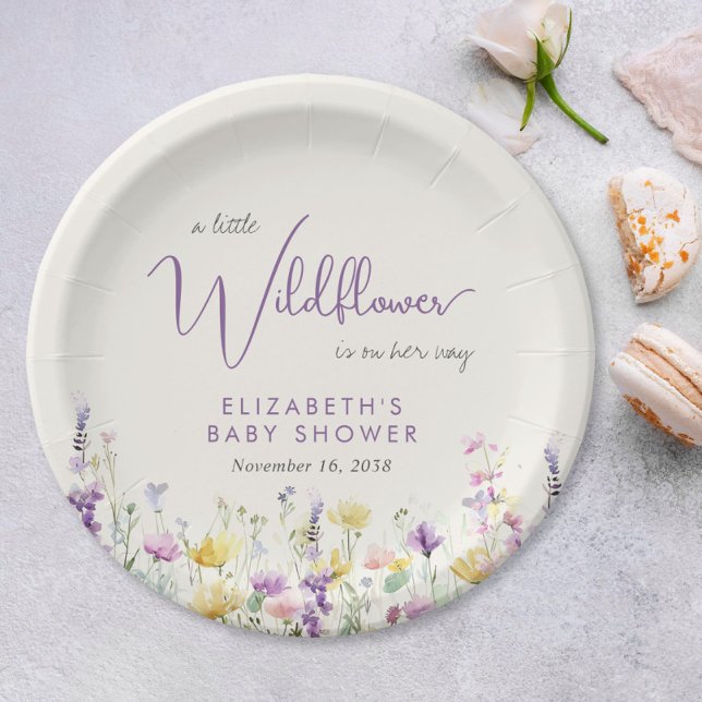 Boho Wildflower Watercolor Baby Shower Paper Plates (Creator Uploaded)