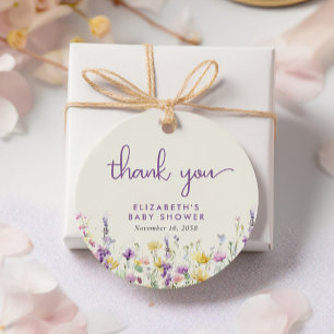 Boho Wildflower Watercolor Baby Shower Thank You Favor Tags