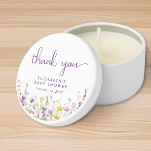 Boho Wildflower Watercolor Baby Shower Thank You Mini Candle Favors