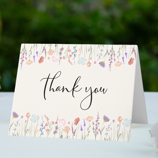 Boho Wildflower Watercolor Cream Baby Shower Thank You Card (Creator Uploaded)