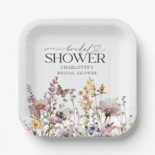 Boho Wildflower Watercolor Floral Bridal Shower Paper Plates