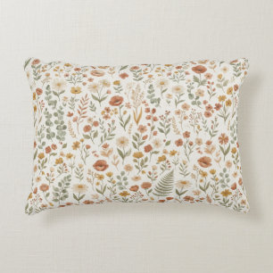 Boho Wildflower Watercolor Floral Terracotta Accent Pillow