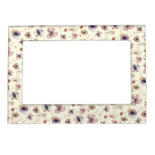 Boho Wildflower Watercolor Named Cream Blush Magnetic Frame