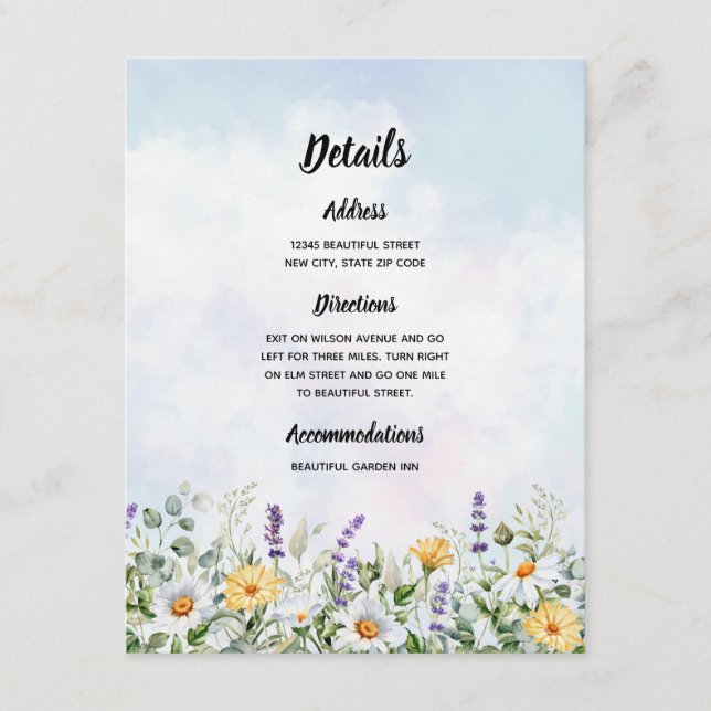 Boho Wildflower Watercolor Personalize Wedding Enclosure Card (Front)