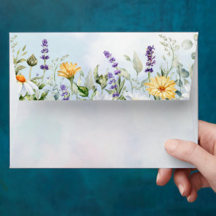 Boho Wildflower Watercolor Personalize Wedding Envelope