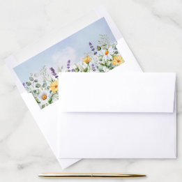Boho Wildflower Watercolor Personalize Wedding Envelope Liner
