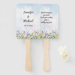 Boho Wildflower Watercolor Personalize Wedding Hand Fan