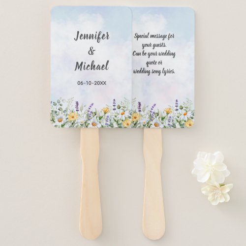 Boho Wildflower Watercolor Personalize Wedding Hand Fan