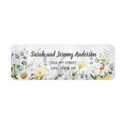 Boho Wildflower Watercolor Personalize Wedding Label