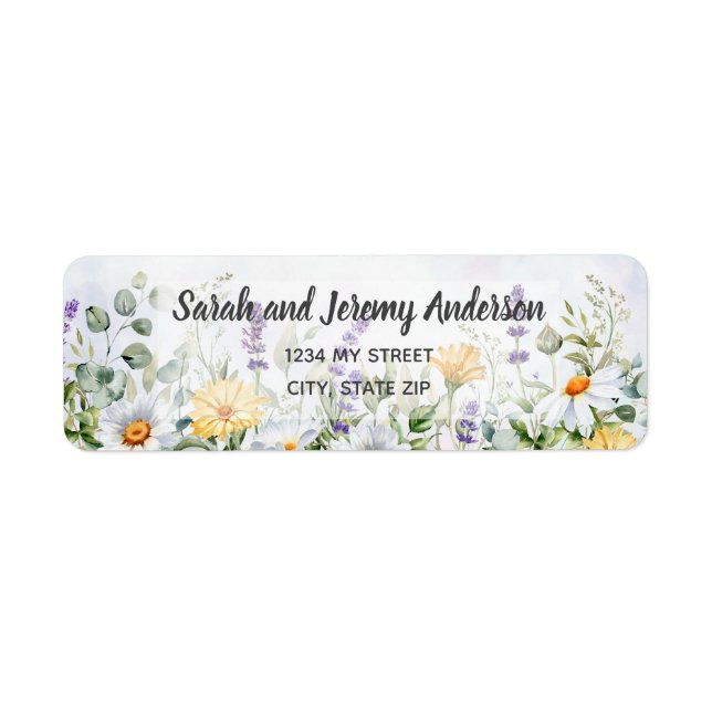 Boho Wildflower Watercolor Personalize Wedding Label (Front)