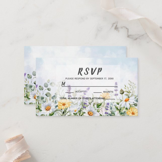 Boho Wildflower Watercolor Personalize Wedding Place Card (Front/Back In Situ)