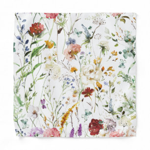 Boho Wildflower Watercolor Spring Flower Bandana