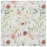 Boho Wildflower Watercolor Spring Flower Fabric