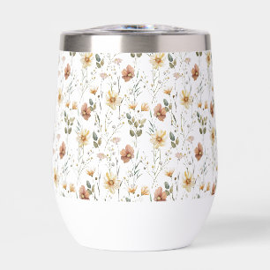 Boho Wildflower Watercolor Thermal Wine Tumbler