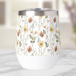 Boho Wildflower Watercolor Thermal Wine Tumbler
