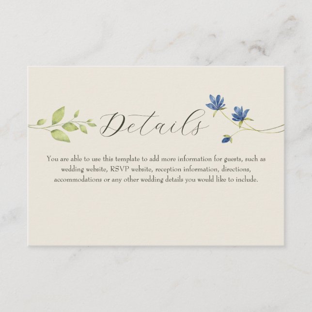 Boho Wildflower Wedding Details Enclosure Card (Front)