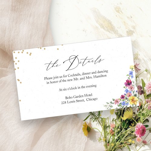  Boho Wildflower Wedding Details Enclosure Card