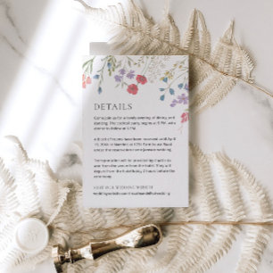 Boho Wildflower Wedding Details Enclosure Card
