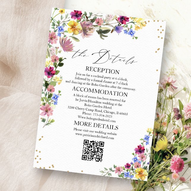 Boho Wildflower Wedding Details Enclosure Cards (Creator Uploaded)