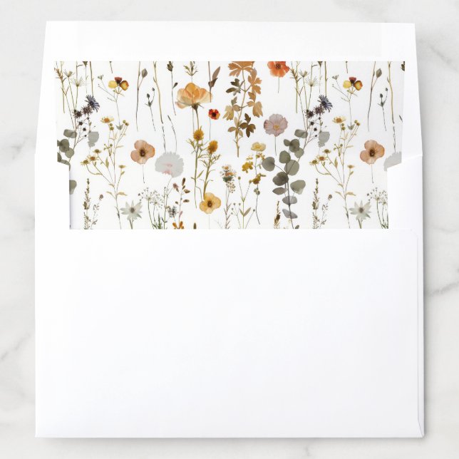 Boho Wildflower Wedding Envelope Liner (In Envelope)