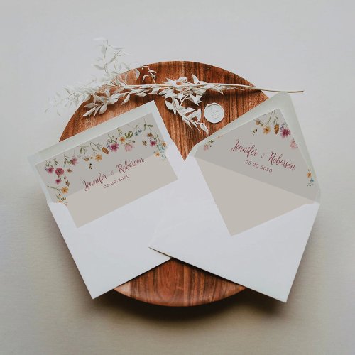 Boho Wildflower Wedding Envelope Liner