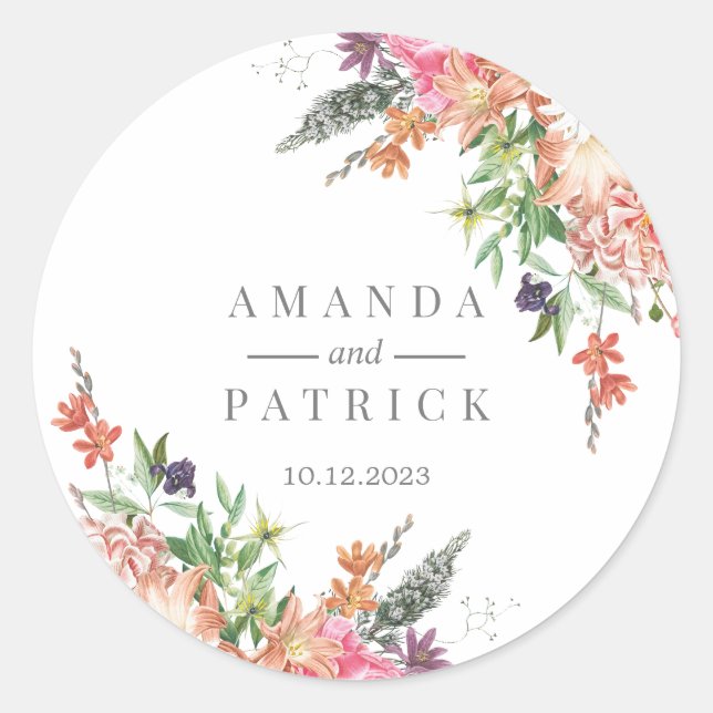 Boho Wildflower Wedding Envelope Seals (Front)