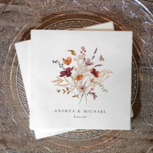 Boho Wildflower Wedding Fall Floral Napkins