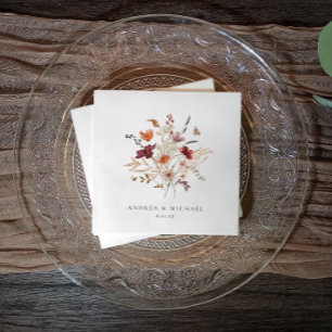 Boho Wildflower Wedding Fall Floral Napkins