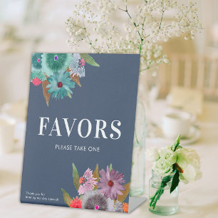 Boho Wildflower Wedding Favors Please Take One Pedestal Sign