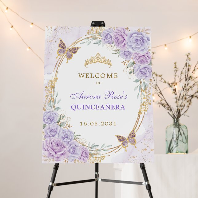 Boho Wildflower Wedding Garden Flowers Welcome Foam Board (In Situ (Stand))