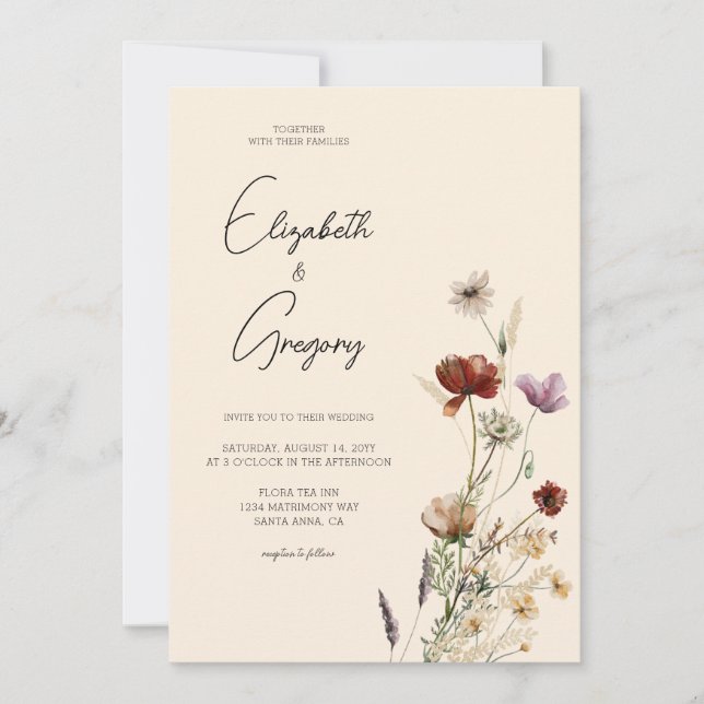 Boho Wildflower Wedding Invitation (Front)