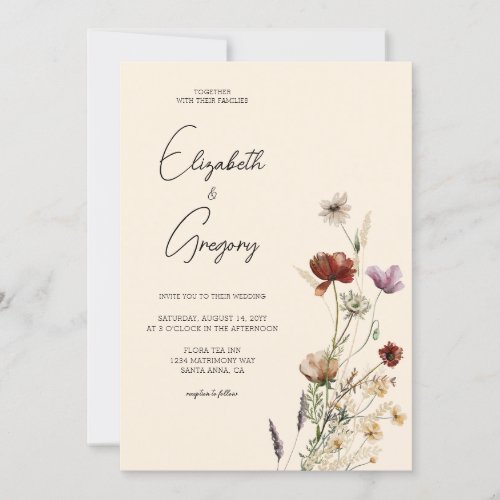 Boho Wildflower Wedding Invitation